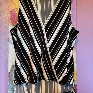 White House Black Market Monochrome Striped Blouse xl